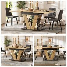 Table de cuisine/salon extensible – Dimensions 110-140 x 80 x 75 cm, plateau en bois veiné, adaptable à différents espaces - défaut - Voir 3