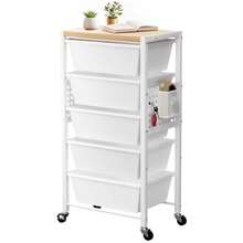 Rolling Cart With 5 Drawers Plastic Drawer Sge Carts With Wheels And Wooden Tabletop Metal Utility Cart With Pegboards Office Living Room Classroom Craft Organization And Sge Bright E - 5-drawer+Dark Brown - View 7
