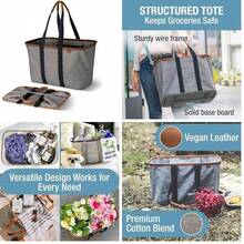 clevermade 30L snapbasket Luxe - reutilizable plegable bolsa de compras de comestibles bolsa - Heavy Duty grande estructurado duradero, gris jaspeado - gris jaspeado / black1 - Ver 1