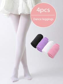 4 Pairs Girls' Ballet Dance Tights, Minimalist & Versatile Velvet Material Soft & Slim Fit Leggings, Suitable For Girls Dance Practice - Multicolor - View 14