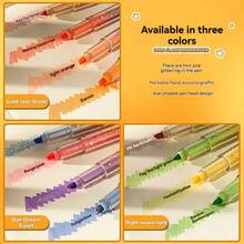 Set de evidențiatoare cu sclipici cu 12 culori - Pentru luarea de notițe și jurnalizare, creații DIY, consumabile de colorat - vârf daltă 1-4 mm - o marime - Vizualizare 5