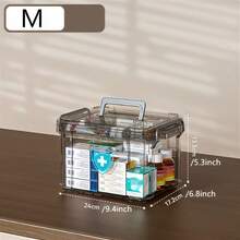 Transparent Multi-Layer First Aid Kit With Handle, Large Capacity Medicine Storage Box, Suitable For Home, Travel, Office, Can Organize Tablets, Bandages, Medical Supplies, Visible Compartments For Easy Access, Ideal For Emergency And Daily Use, Durable And Portable Design, Essential Health Storage Bag