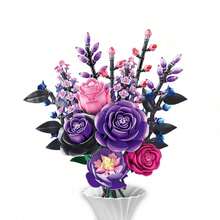 9-in-1 Blumenstrauß Modell Bauklötze, lila Blumenstrauß Puzzle Bauklötzeset, Schreibtisch Deko Geschenk, Heim Deko Ornament, Stressabbau, genießen Sie friedliche Montagezeit, Geschenk zu Feiertagen/Geburtstag, geeignet zum Verschenken - Verschiedenfarbig - Übersicht 8