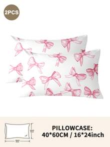 Bộ 1/2/4 vỏ gối bằng polyester họa tiết nơ dễ thương (không bao gồm ruột gối), mềm mại và thoải mái, phù hợp cho mọi mùa. - Nhiều màu - Xem 16