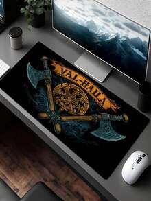 Retro Viking Style Numeric Print Mouse Pad, Computer Keyboard Mat, Large Rubber Base Gaming Accessories, Office PC Birthday Gift, Gamer Notebook Luxury Desktop Pad - Multicolor - View 2