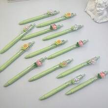 5支/套 随机花头按动式圆珠笔，2套/3套 书写流畅的圆珠笔，适合学生、考试、办公使用，耐用文具（黑色） - 綠色系筆 - 查看 7
