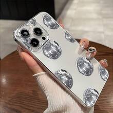 Funda de Teléfono: Funda de Teléfono Transparente con Patrón de Bolas Brillantes Plateadas Impresión UV para iPhone 16/ 16Plus/ 16Pro/ 16ProMax 13/ 13Pro/ 13ProMax 12/ 12Pro/ 12ProMax 11/ 11Pro/ 11Pro Max 7/ 8 X/ Xs - Estilo 1 (1 pieza) - Ver 5