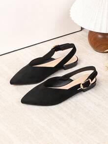 女士平底凉鞋，2026春夏新款百搭软底罗马凉鞋，大码女鞋41-43码，沙滩装 - 黑色 - 查看 7