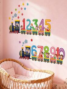 26 Alphabet Letters, 1-10 Numbers, Cartoon Train, Stars, Clouds Wall Stickers Set, Suitable For Children's Room And Kindergarten - Multicolor - View 2