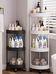 3/4/5层塑料三角滚动置物架兼立式淋浴置物架，节省空间，适用于角落、厨房、客厅、浴室、阳台和玄关，是节日送礼佳品。