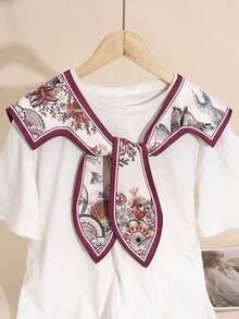 1pc Vintage Oil Painting Print Detachable Collar, Suitable For Everyday Wear, Spring/Summer - Multicolor - View 2
