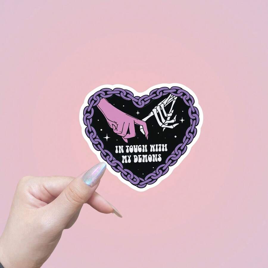 贴纸、骷髅贴纸、心理健康贴纸、哥特风礼物、Emo风格贴纸、万圣节贴纸 - 彩色 - 查看 1