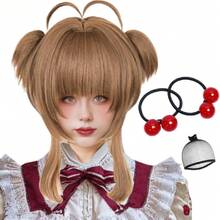 Brown Ponytail Anime Wig With Bangs Short  Brown Lolita Twin Tails Pigtails Wig For Wigs Cosplay Wigs For Women Wig Install Kit  Women Halloween Costumes Party,38046576 - Light Brown - 查看 1
