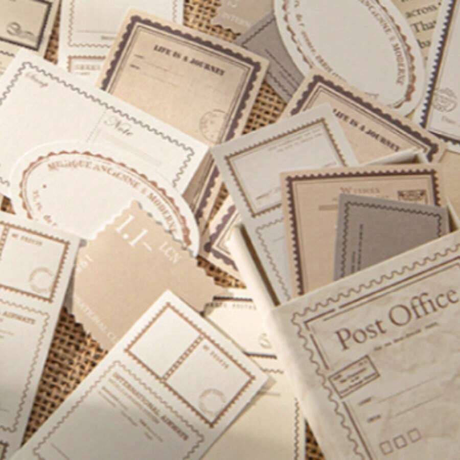 30pcs Vintage Matchbox Stickers, Nostalgic Series, DIY Scrapbooking Decorative Stickers Scrapbook Supplies Stationery - Multicolor - View 1