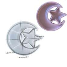 1个星月硅胶模具，DIY珠宝展示托盘模具，手工粘土、石膏、烛台模具，斋月节日及家居装饰铸造模具