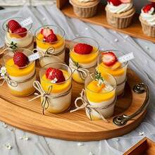 可重复使用的透明甜点杯，创意圆柱形杯口，适用于餐厅下午茶、布丁杯、甜点和蛋糕杯，以及美味的果冻、酸奶、慕斯烘焙杯。 - 透明 - 查看 9