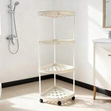 1件装现代风格3/4/5层转角置物架，可折叠，需自行组装，适用于浴室、厨房、化妆品和洗漱用品收纳，多功能储物篮