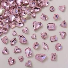 48 Pcs Big Mix Sizes Different Shape Nail Rhinestones 12 Styles 3D Glass Crtals Diamonds Love Distorts Heart Super Shiny Charms Gems Stones DIY Nail Art Dration Craft Jewelry (Pink),38035513 - 粉色 - 查看 1