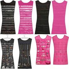 OpenHIBolsas de Almacenamiento, NeatJewelTwins, MXJWT-001, 2Pzas, /Rosa, 43x73cm, 27 Bolsillos, 14 Cordones, Tela Cambrell/PVC. - como se muestra en la figura - Ver 1