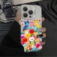 1pcs Colorful Cartoon Cats Phone Case Compatible with Apple Phone 17ProMax 16 15 14 13 12 11ProMax Pro Xs Max XS X 7plus 8plus Antidrop Phone Case Silicone Vintage Funky Cute Whimsical Can Be Given To Friends Can Be Given To A Lover - Plateado - Ver 5