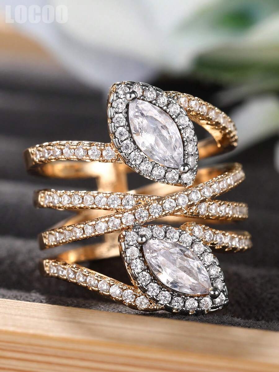 1 PC Romantic Cubic Zirconia Ring For Women For Wedding Engagement Anniversary Party Jewelry Valentine's Day Gift - 1# - View 1