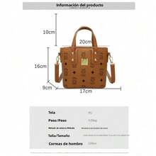 [Nueva]Bolso de hombro para mujer   moda bandolera cruzada bolso de cubo estampado versátil bolso de mano nuevo - Marrón con colgante - Ver 5