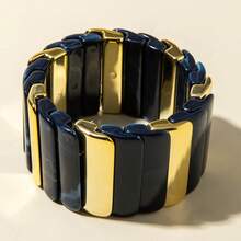 European And American Fashion Jewelry Ins Style Retro Wide Acrylic Bracelet Personality Exaggerated Color Block-Border Bracelet GCYX - 31178-bra-blue-EP - 查看 7