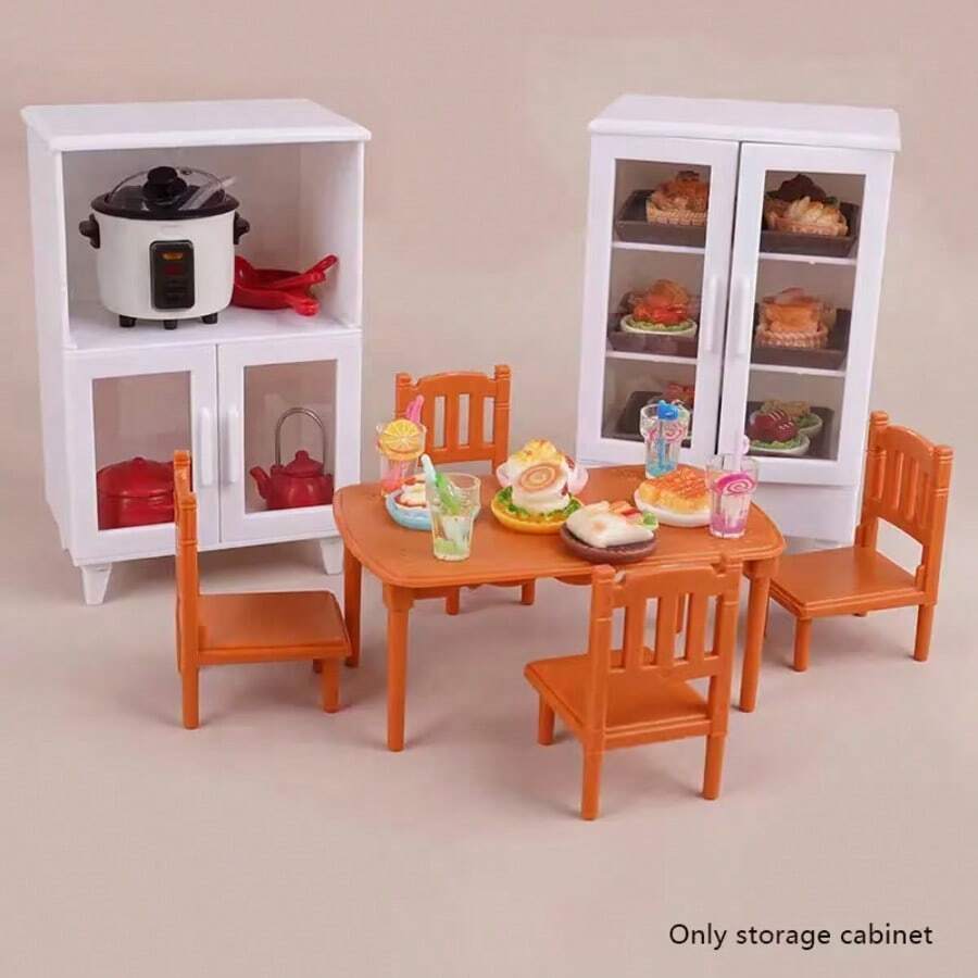 1 chiếc tủ mini có cửa và chân màu trắng | Tủ đựng đồ nhỏ gọn với cửa và kệ trong suốt, lý tưởng cho nhà búp bê, mô hình nhà mini, đồ trang trí, trưng bày đồ sưu tầm - Làm bằng nhựa - Nhiều màu - Xem 1