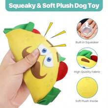 Fun Food Taco Plush Dog Toy With Squeaker - Interactive Soft Squeaky Toy For Dogs And Puppies Keeps Pets Entertained Cute And Funny Chew Toy Made With Soft Fabric - 6in - như hình - Xem 3