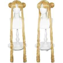 Long Blonde Anime Cosplay Wig Wigs Cosplay Wigs For Women Wig Install Kit With Bangs & Buns 39'' Blonde Curly Ponytail Wigs Cute Pigtails Costume Wig For Women Halloween Party,38046575 - 藕粉色 - 查看 1