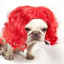 Funny Dog Cat Cosplay Wig For Halloween, Christmas, Parties, Festivals - Pet Wigs For Small, Medium And Large Dogs (Wine Red),  Wigs Cosplay Mardi Gras 38049248 - 漸變灰色 - 查看 2