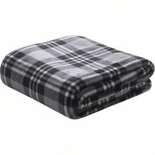 2026 Elegant Comfort Velvet Touch Ultra Plush Christmas Holiday Printed Fleece Throw/Blanket-50 X 60inch, (Reindeer), 50 X 60 Inch (W912) - 灰色格子 - 查看 3