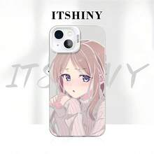 Kawaii Pastel Anime Girl Phone Case For  14/15/16 - Shockproof Cover, Vibrant Eye Sleek Line Art Cute Graphic Design - Naranja - Ver 12