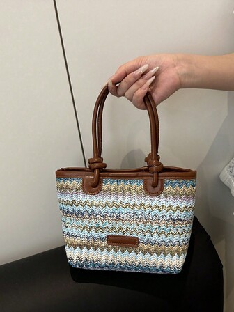 Bolso de mano de paja sintética de moda, adecuado para fiestas, salidas, vacaciones, compras y uso diario. Puede almacenar monedas y teléfonos. Adecuado para trabajadores de cuello blanco, estudiantes universitarios, mujeres de carrera, damas elegantes.