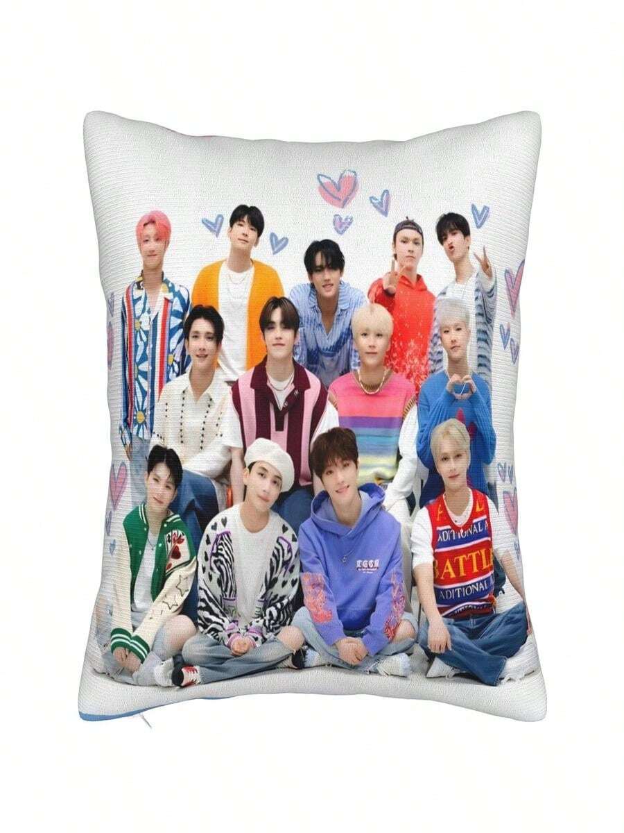 KPop Members Throw Pillow Covers Set Korean Group Logo & Member Portraits (Sungjin, Wonwoo, Mingyu, Seungkwan, Jake) DoubleSided Printed Covers For Bed, Sofa, Chair KDrama Fan Gift - 白色 - 查看 1