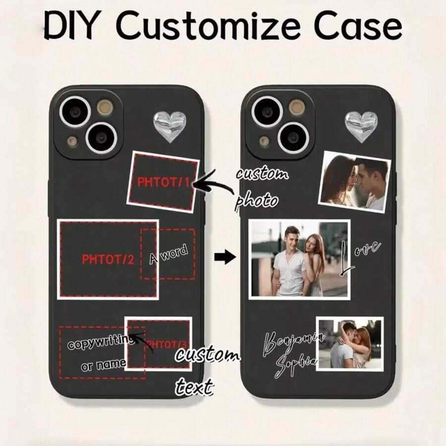 1pc Customized TPU Phone Case, Compatible With IPhone, Honor - Black - View 1
