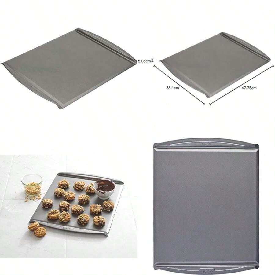 GoodCook Everyday - Hoja de horno de acero antiadherente, 15 x 14 pulgadas, deslizable, gris(15 x 14 Inch) - Multicolor - Ver 1