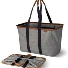 clevermade 30L snapbasket Luxe - reutilizable plegable bolsa de compras de comestibles bolsa - Heavy Duty grande estructurado duradero, gris jaspeado - gris jaspeado / black1 - Ver 3