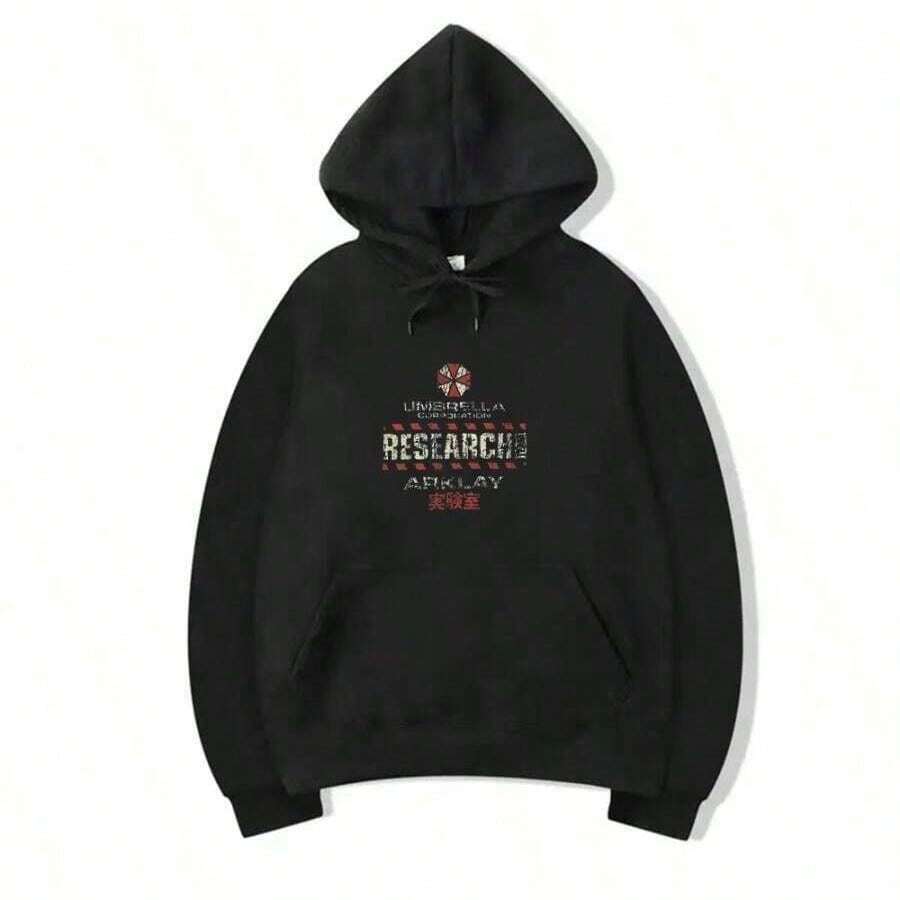 Streetwear Hoodie Residents Evils Game Cotton Hoodies Umbrellas Corporations Tee Shirt For Men Summer Casual Short Sleeve Tops - 黑色 - 查看 1