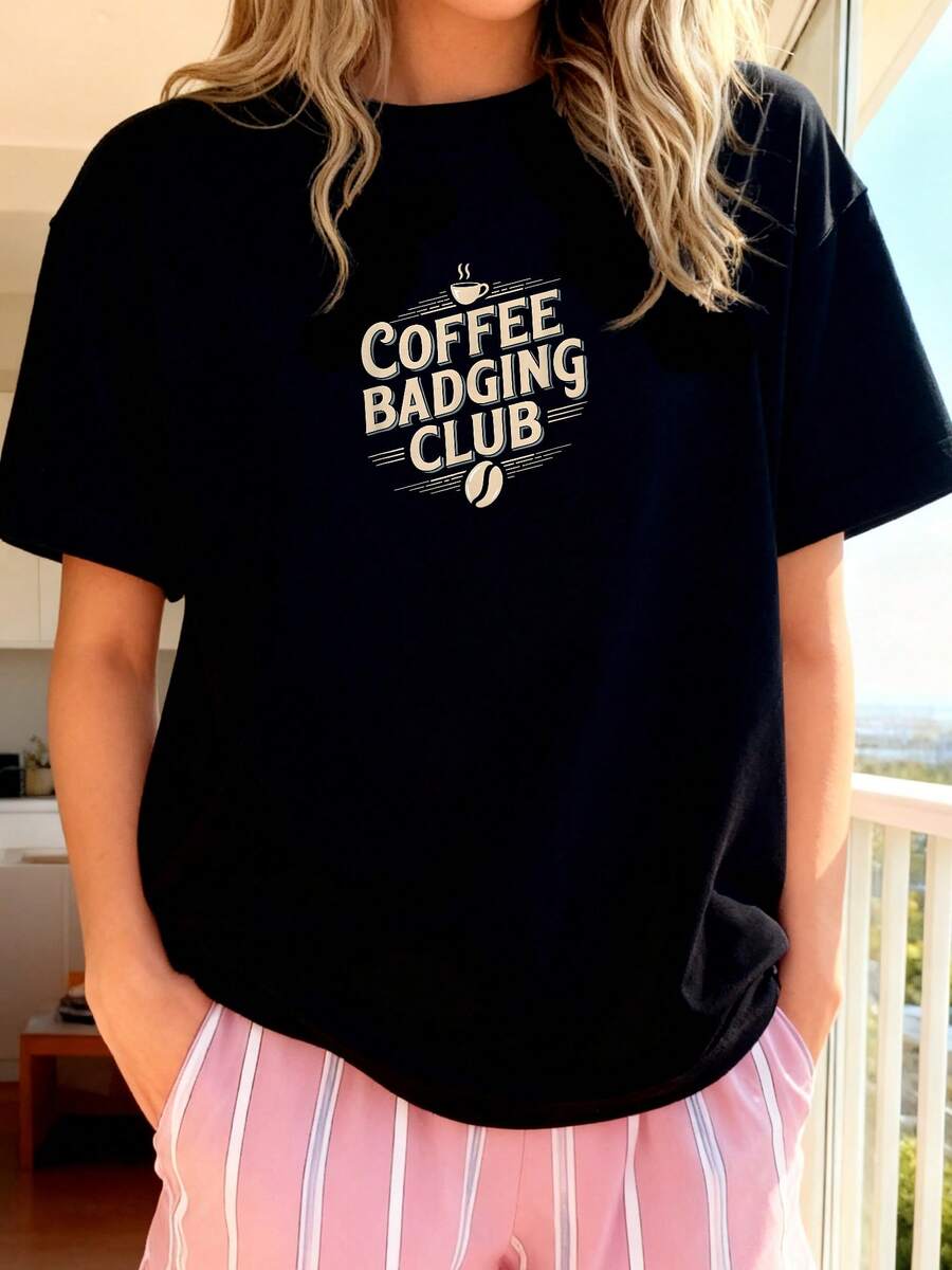 Coffee-Badging-Club-T-Shirt - Black 1 - View 1