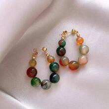 1 Pair Of Colorful Beaded Earrings Suitable For Women To Wear, Showcasing Individual Charm; They Are An Earring Choice That Combines Retro Style With Practicality. - 彩色 - 查看 8