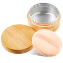 150 Ml Bamboo Loose Powder Puff And Container Empty Dusting Powder Jar For Body Face  Travel Case Compact Case Holder With Sifter Lids And Puff,38053520 - 蝴蝶型 - 查看 1