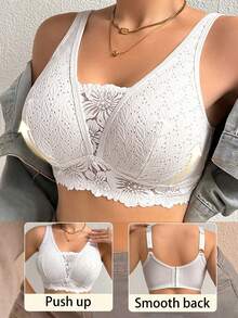 Plus Size Women Lace Patchwork Seamless Underwear, Suitable For Daily Wear And Various Occasions - White - View 4