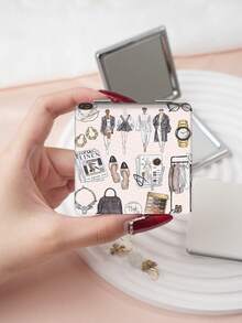 1pc Fashion Foldable Vanity Mirror, Lightweight Compact Handheld Mirror, Durable PU Leather, Suitable For All Occasions And People, Portable Folding Mirror - Multicolor - View 11