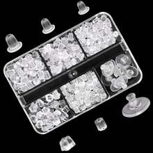 556pcs Earring Backs Replacement Silicone Rubber Earring Stoppers, 6 Styles - Clear - View 1
