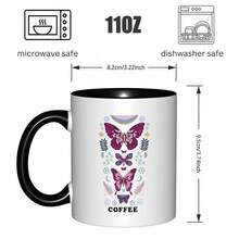 1pc MoFel 11oz Stainless Coffee Mug With Double-Wall Insulation & Butterfly/Floral Cup - Hot/Cold Retention, -Slip, Portable For Office, Gym, Travel, Gift For &, Elegant Design (Compatible With Tea, - 橘色 - 查看 4