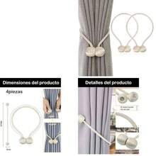 OpenHi 4 Piezas Sujetador De Cortinas, Cinta Magntica Decorativa para Cortinas, con Imn De Tierras Raras, Ideal para Sala De Estar, Dormitorio, Bao Y Comedor, 48 cm De Longitud - como se muestra en la figura - Ver 1