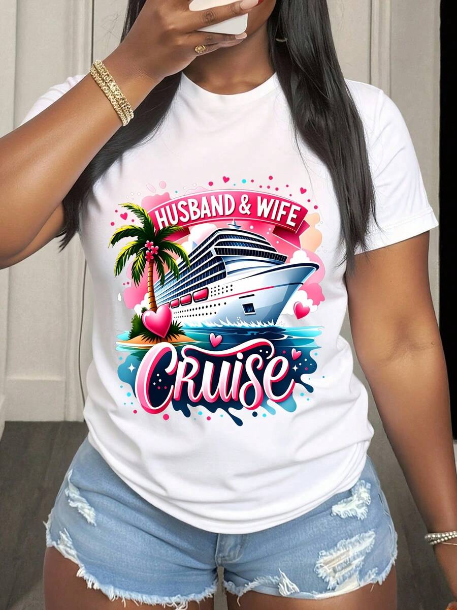 Husband And Wife Cruise Vacation Couple Shirt Romantic Getaway Ship Tropical Paradise Island Beach Holiday Travel Gift For Him And Her - 白色3 - 查看 1