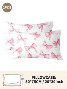 Bộ 1/2/4 vỏ gối bằng polyester họa tiết nơ dễ thương (không bao gồm ruột gối), mềm mại và thoải mái, phù hợp cho mọi mùa. - Nhiều màu - Xem 36