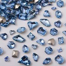 48 Pcs Big Mix Sizes Different Shape Nail Rhinestones 12 Styles 3D Glass Crtals Diamonds Love Distorts Heart Super Shiny Charms Gems Stones DIY Nail Art Dration Craft Jewelry ( Blue),38035518 - Light Blue - 查看 1
